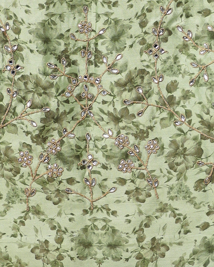 Floral Print Organza Saree with Dori, Printed and Stone work