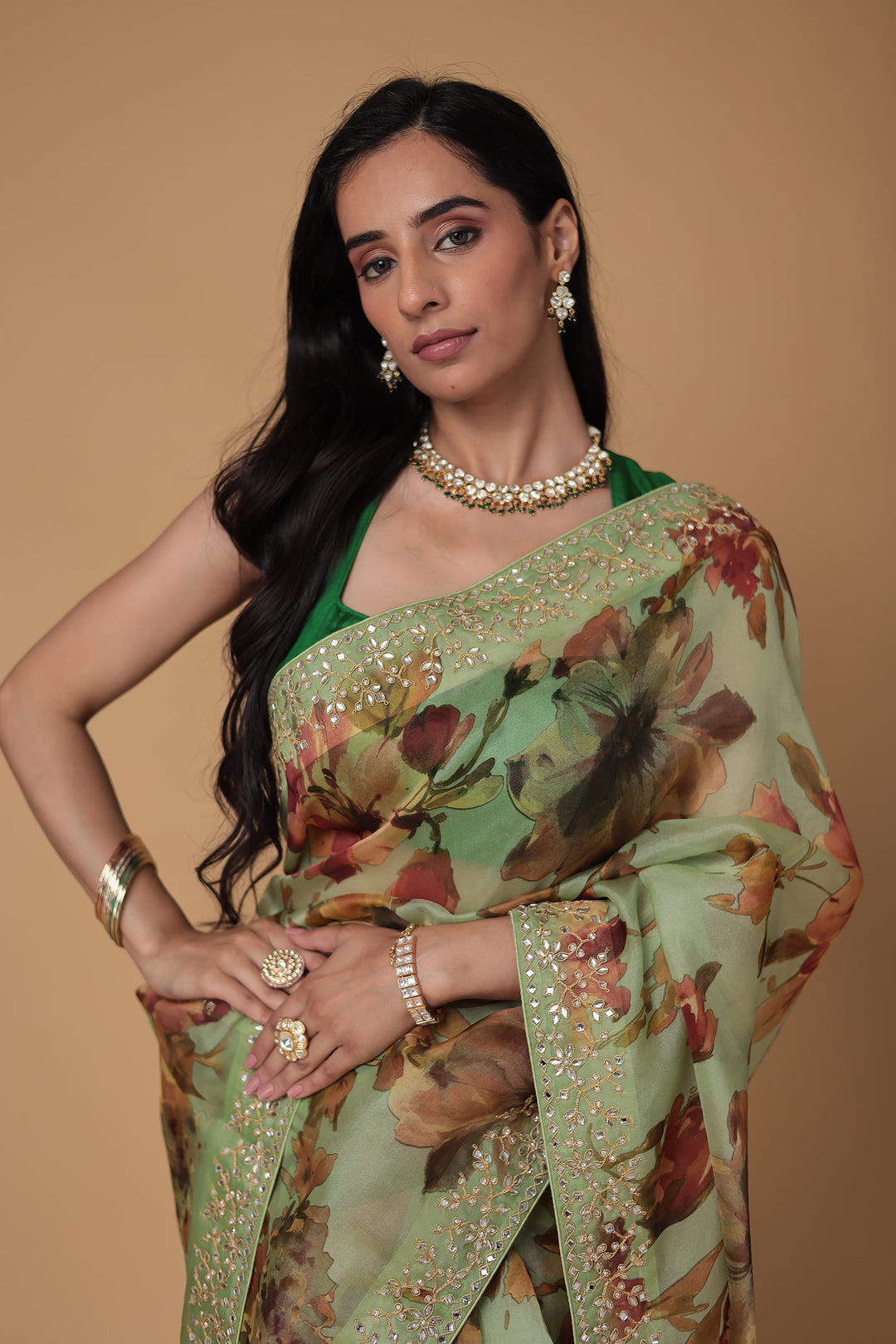 light green saree