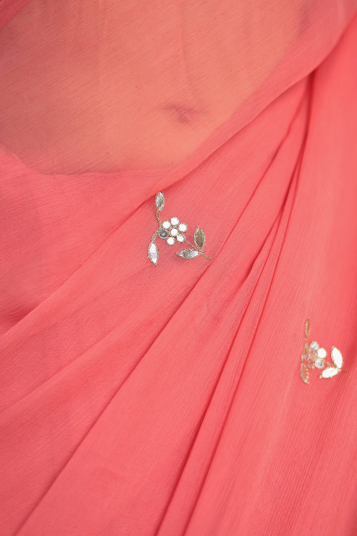 Chiffon Saree with Aari and Gota Patti work