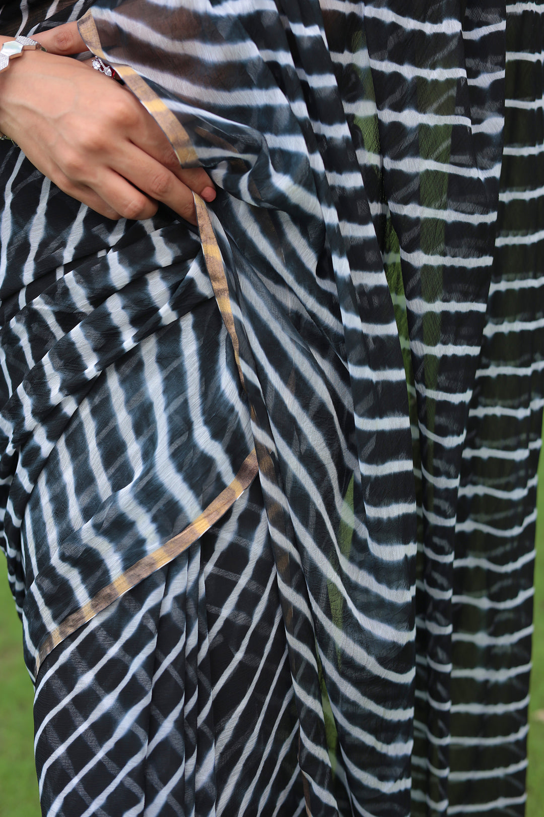 Leheriya Chiffon Saree with Zari border