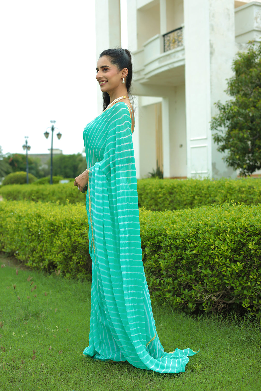 Leheriya Chiffon Saree with Zari border