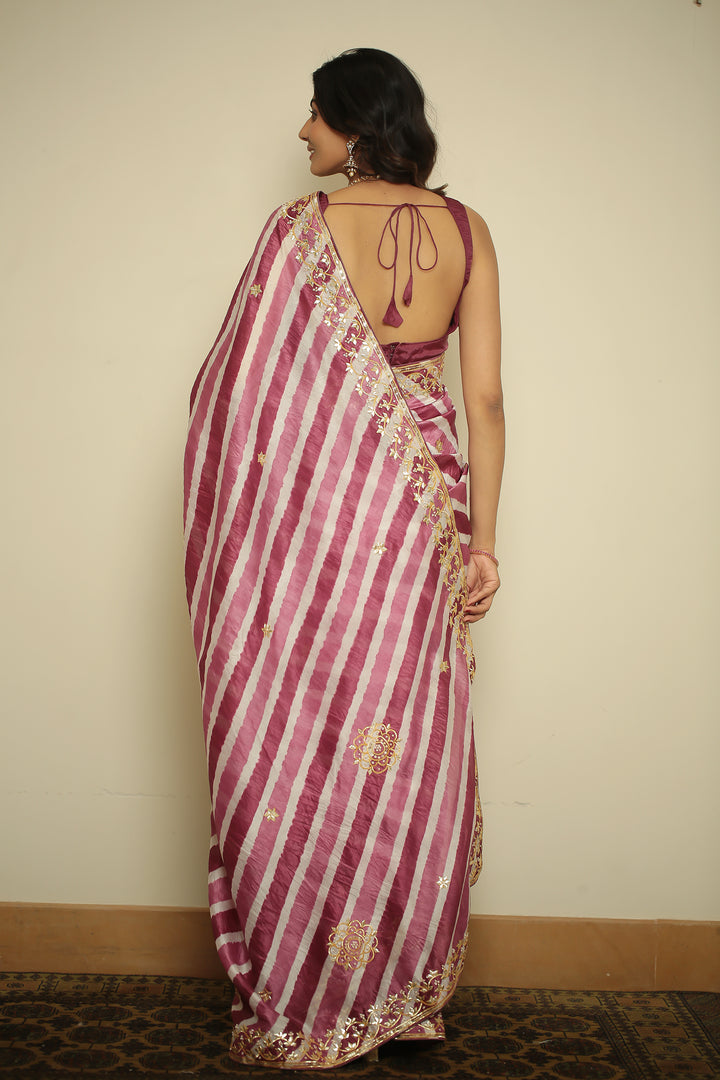 tassur laheriya Saree with Gota, Gota Patti, Pearl, Sequins, Zardozi, Zari work.