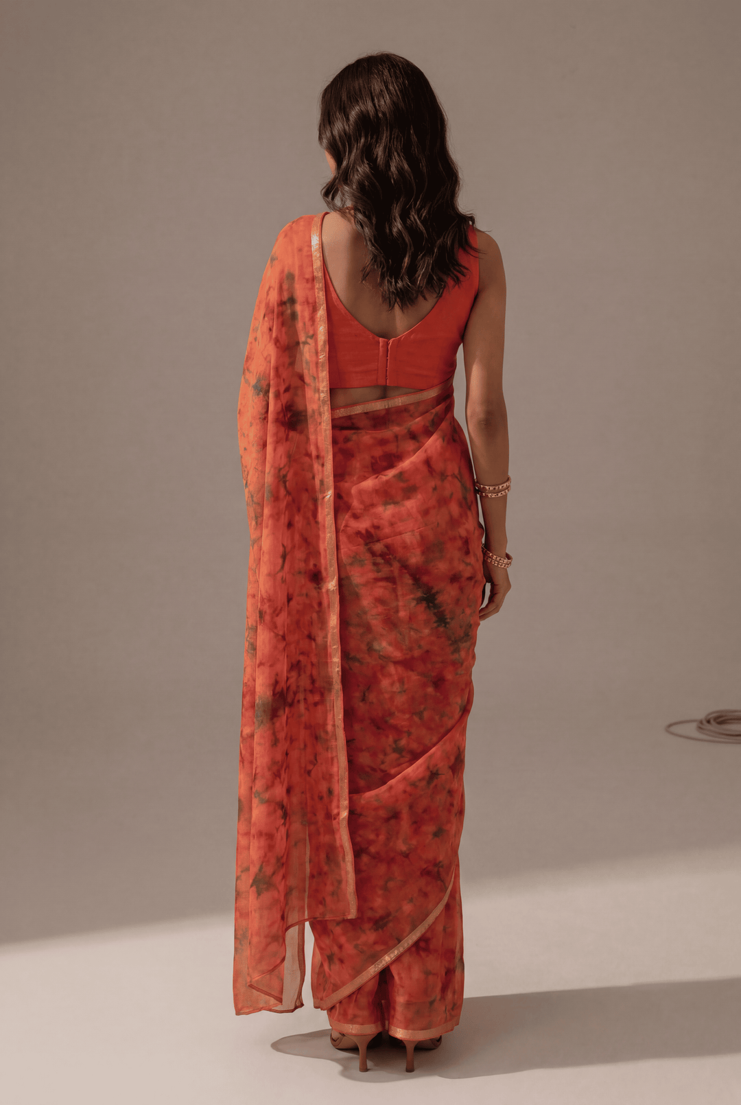 Printed Chiffon Saree with Zari work.