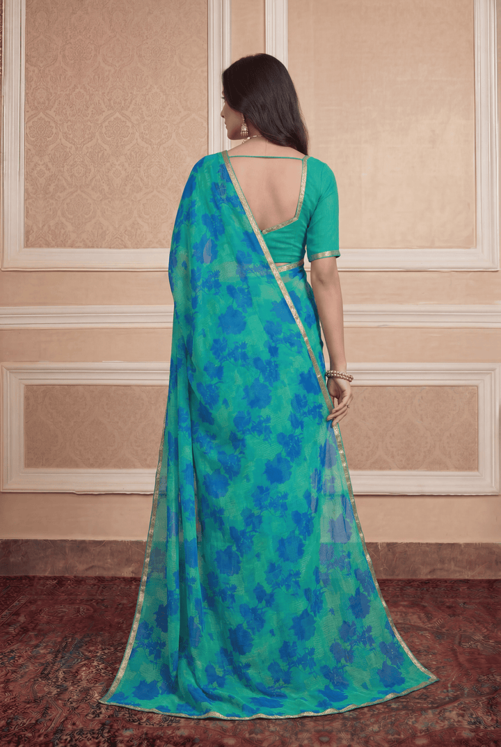 Printed Chiffon Saree with Zari work