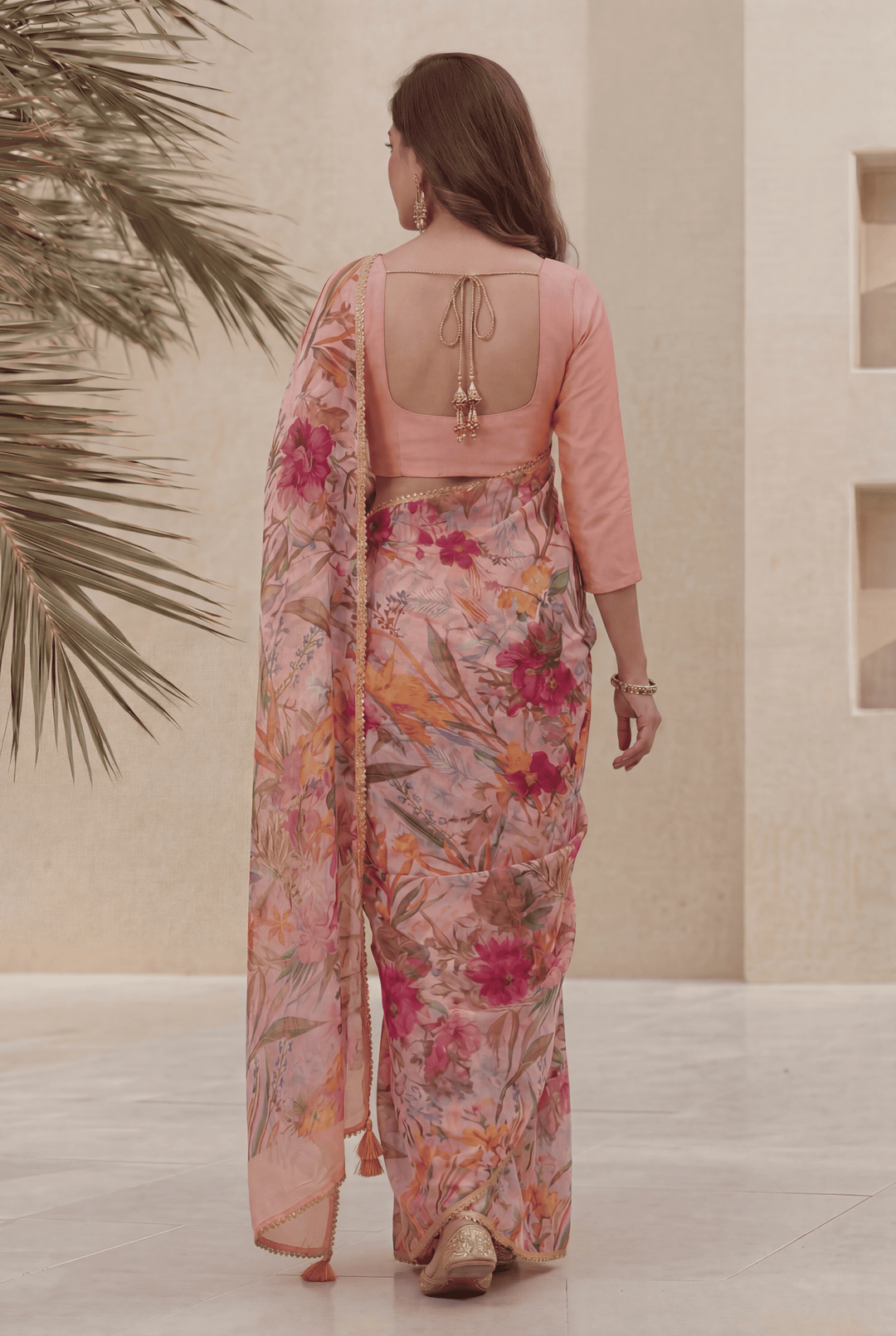 Printed Chiffon Saree with Zari work