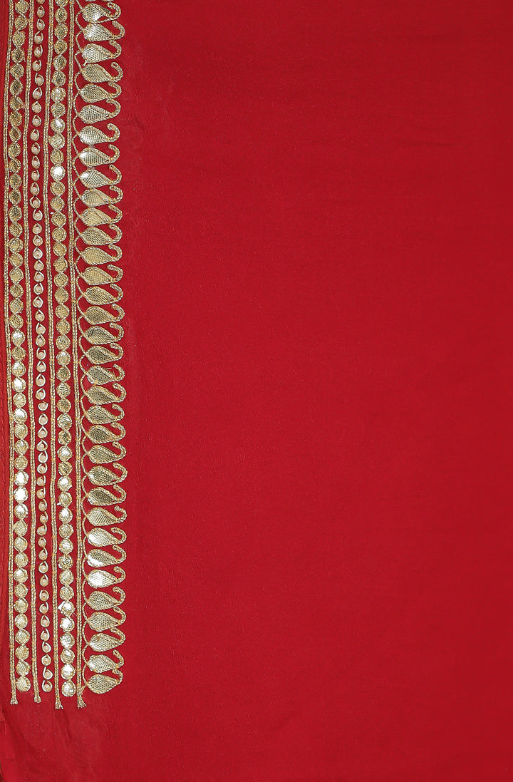 Bandhej chinon Saree with Gota, Gota Patti, Zardozi work.