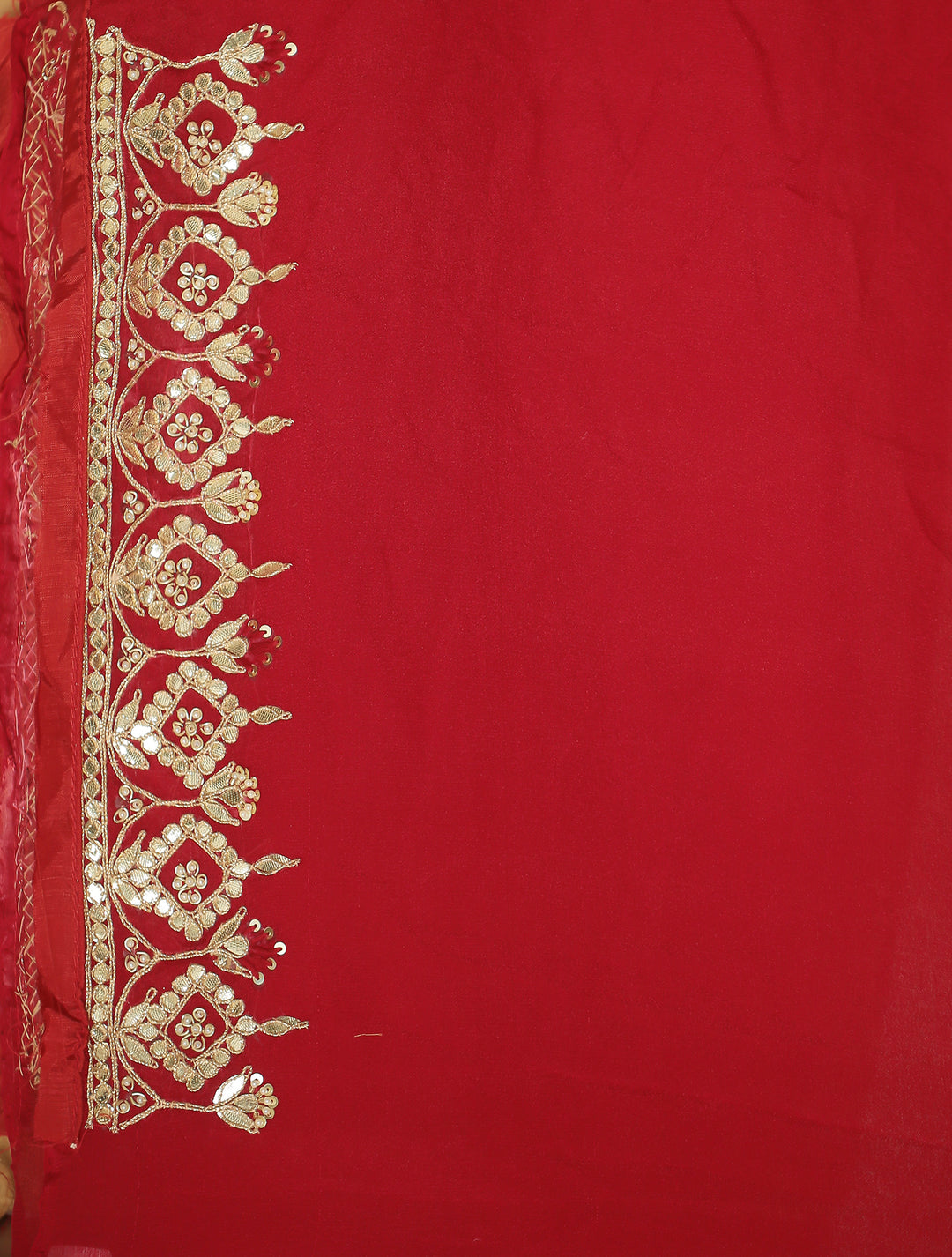 chinon Saree with Dori, Gota, Gota Patti, Zardozi work.