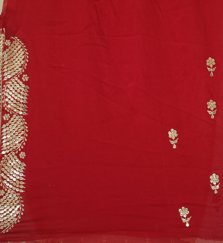 chinon Saree with Dori, Gota, Gota Patti, Zardozi work.
