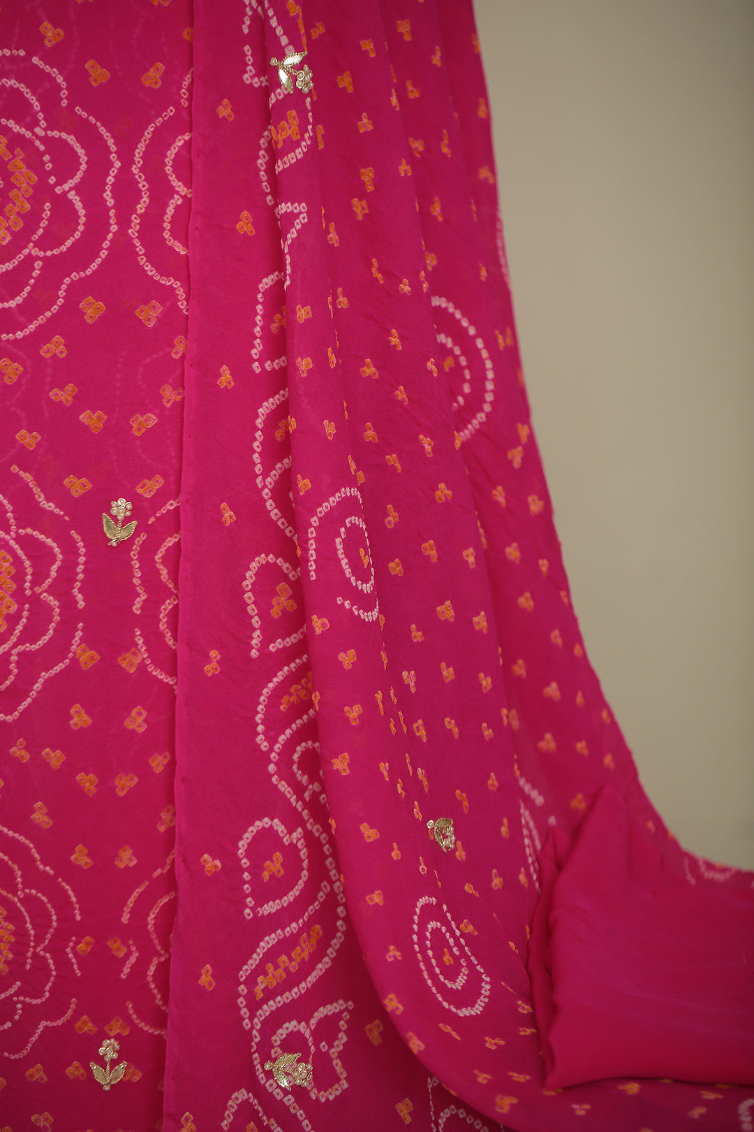Bandhe Chinon Unstitched Suit with Dori, Gota Patti, Zardozi, Zari work.