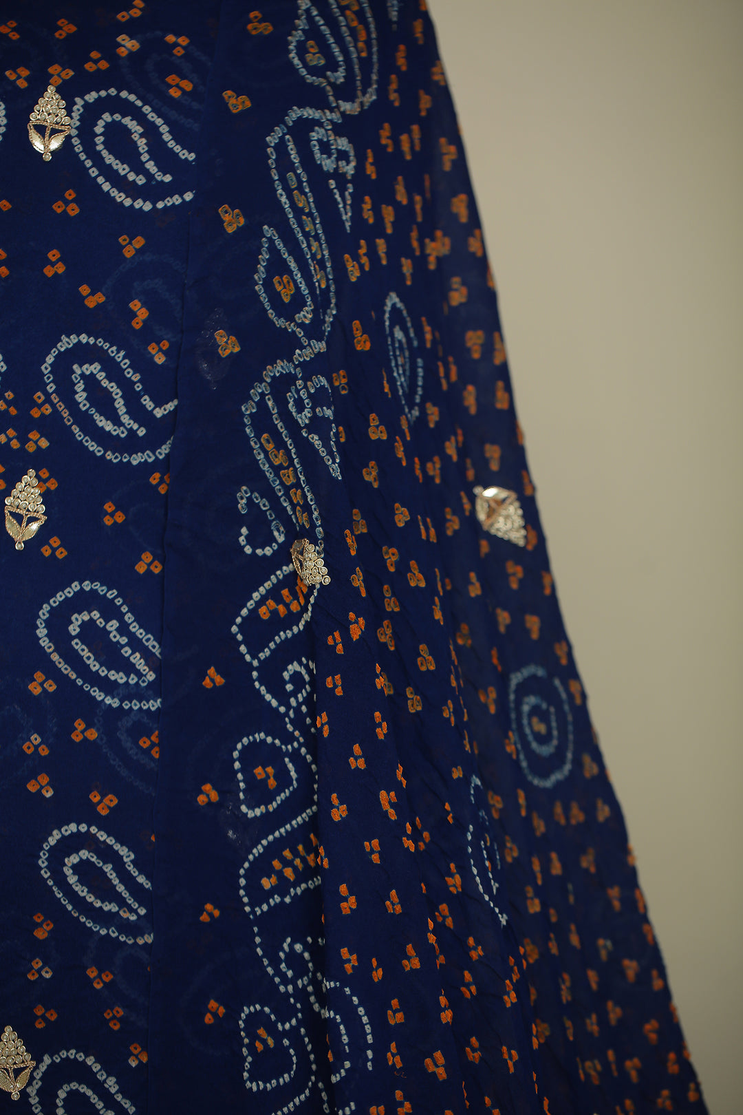 Bandhe Chinon Unstitched Suit with Dori, Gota Patti, Zardozi, Zari work.
