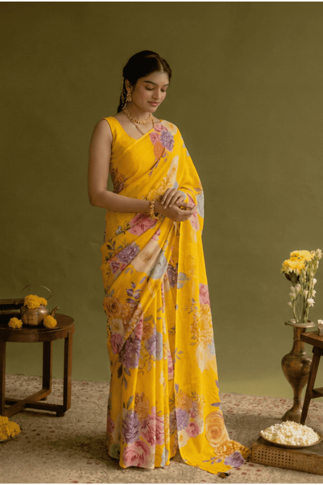 Printed chiffon Saree