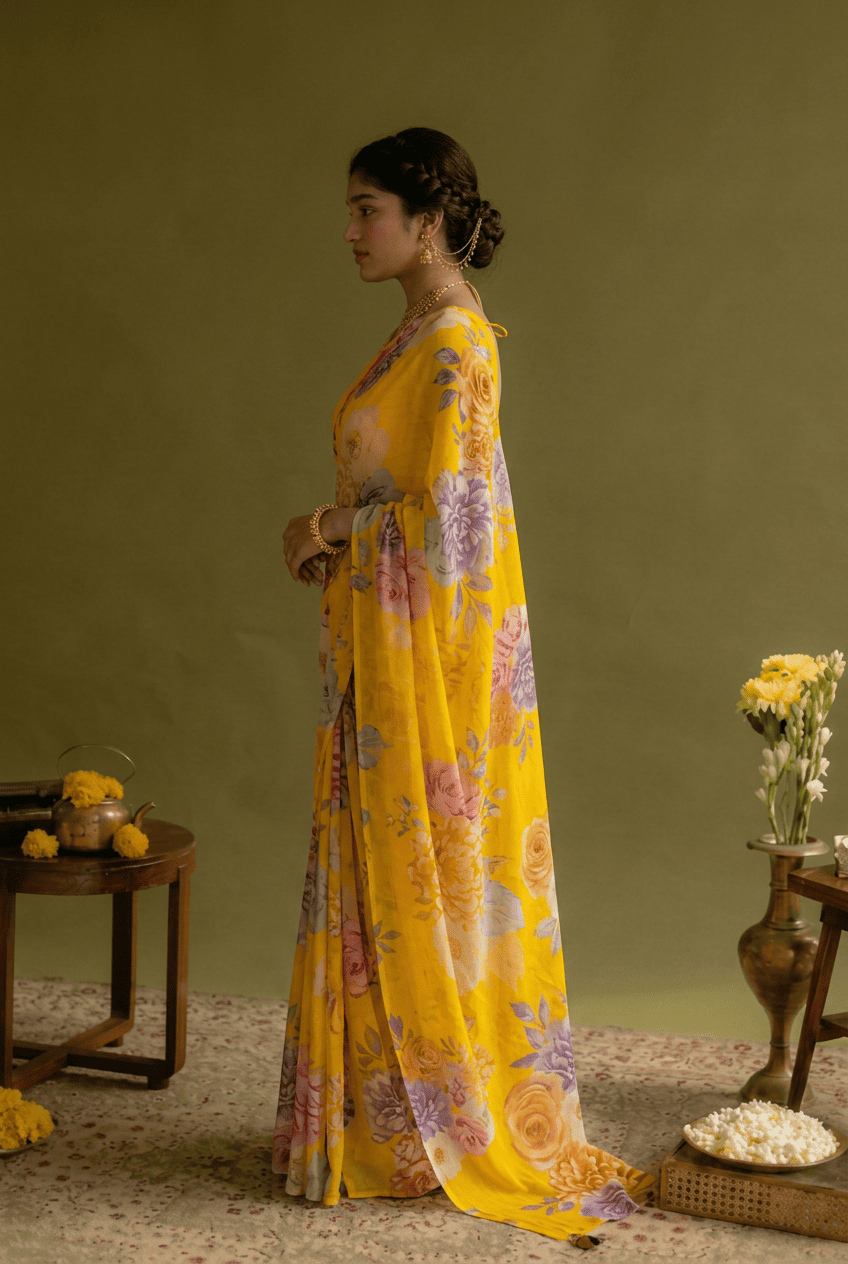 Printed chiffon Saree