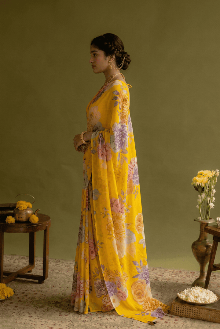 Printed chiffon Saree