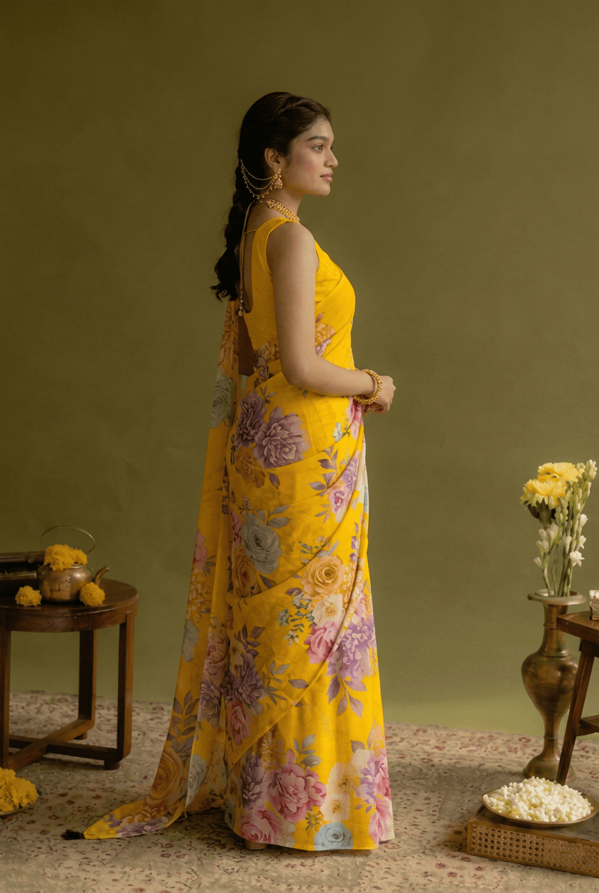 Printed chiffon Saree
