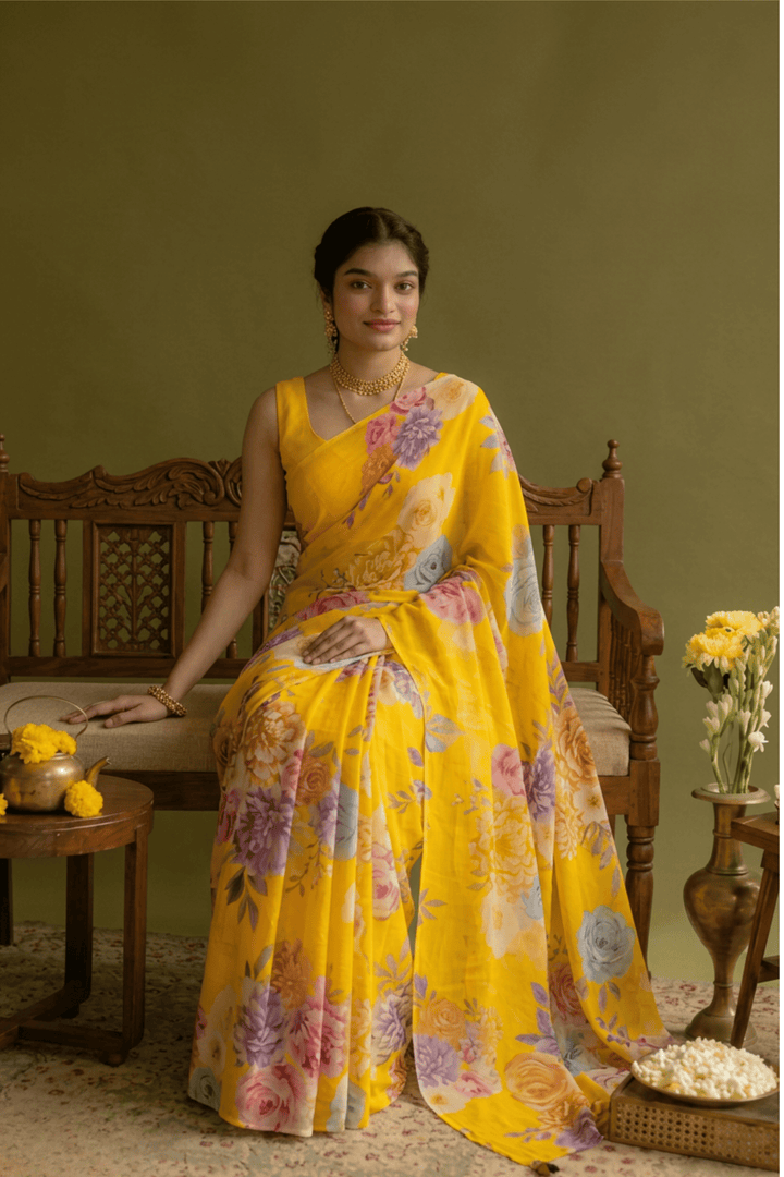 Printed chiffon Saree