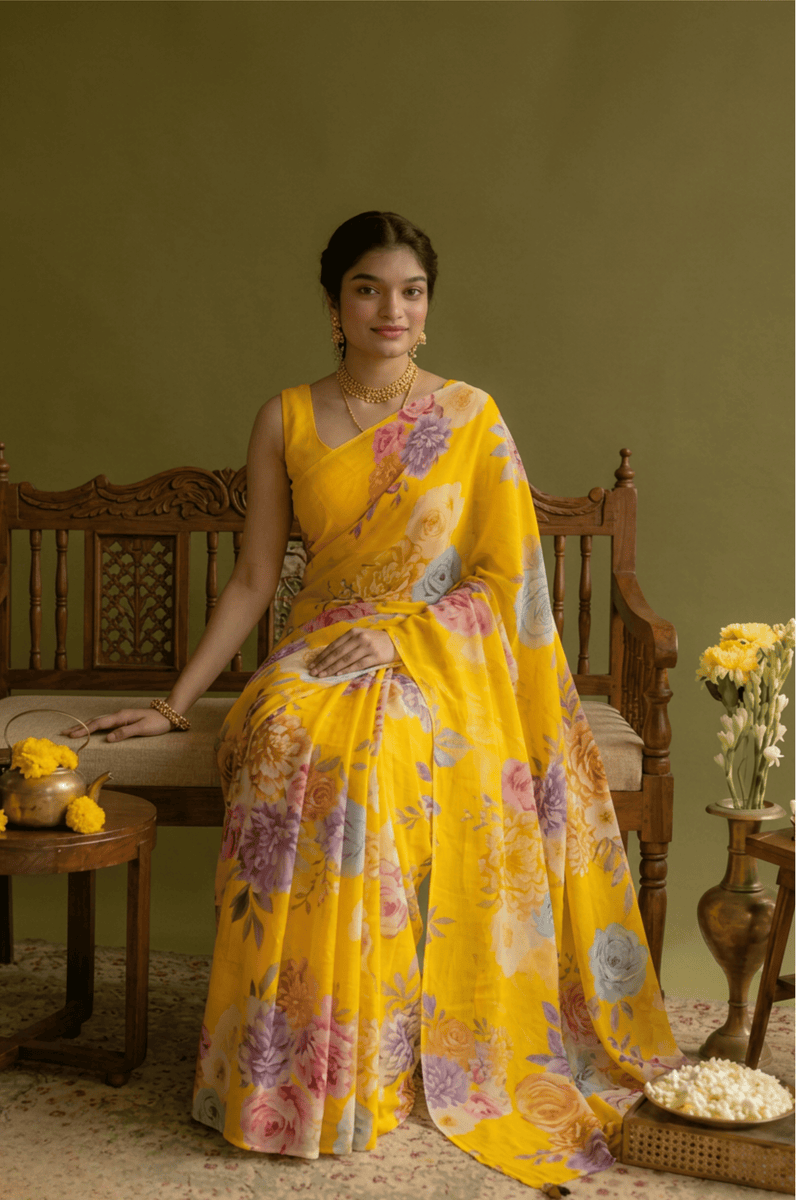 Printed chiffon Saree