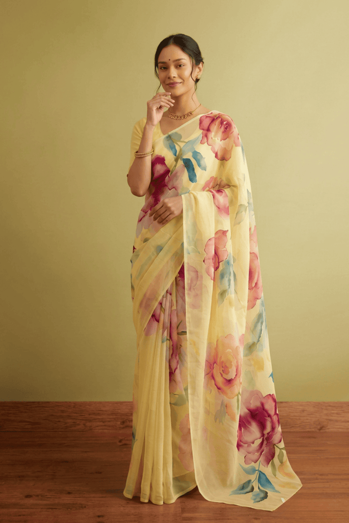 Printed chiffon Saree