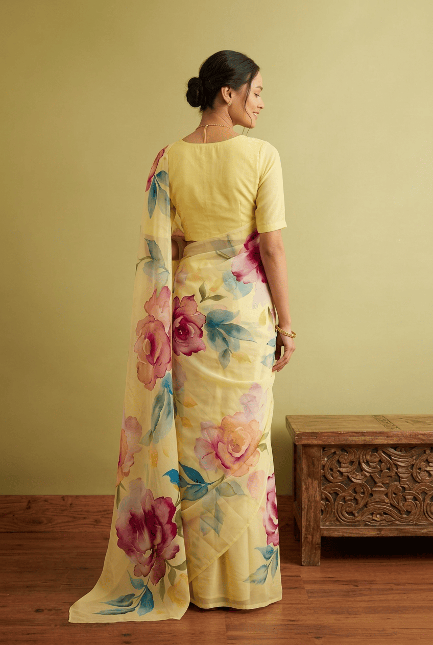 Printed chiffon Saree