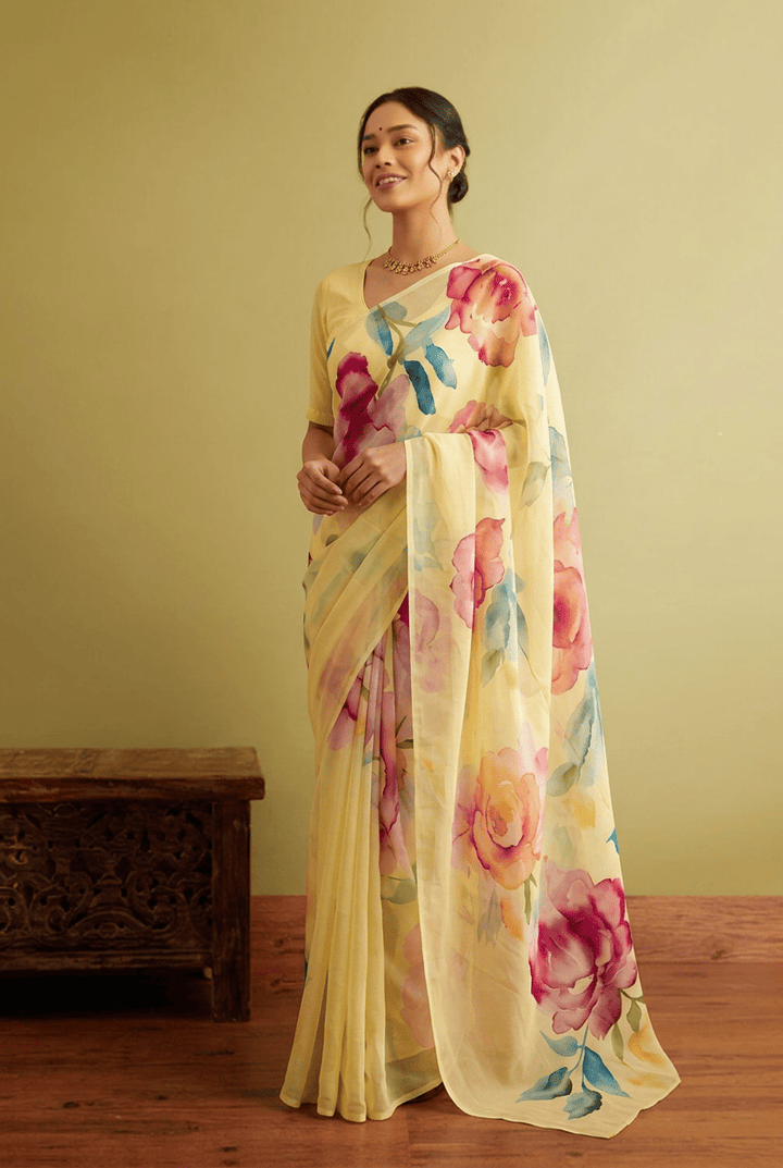 Printed chiffon Saree