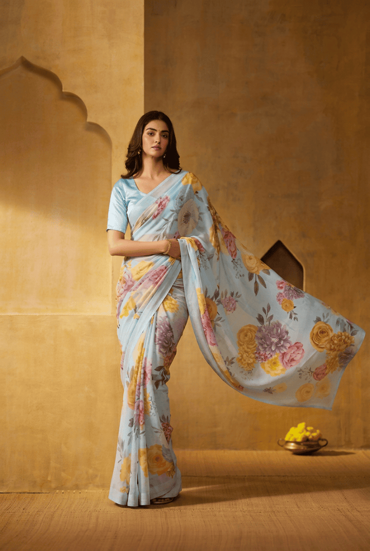 Printed chiffon Saree