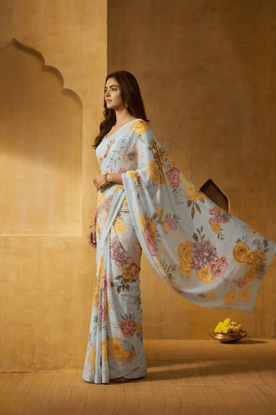 Printed chiffon Saree