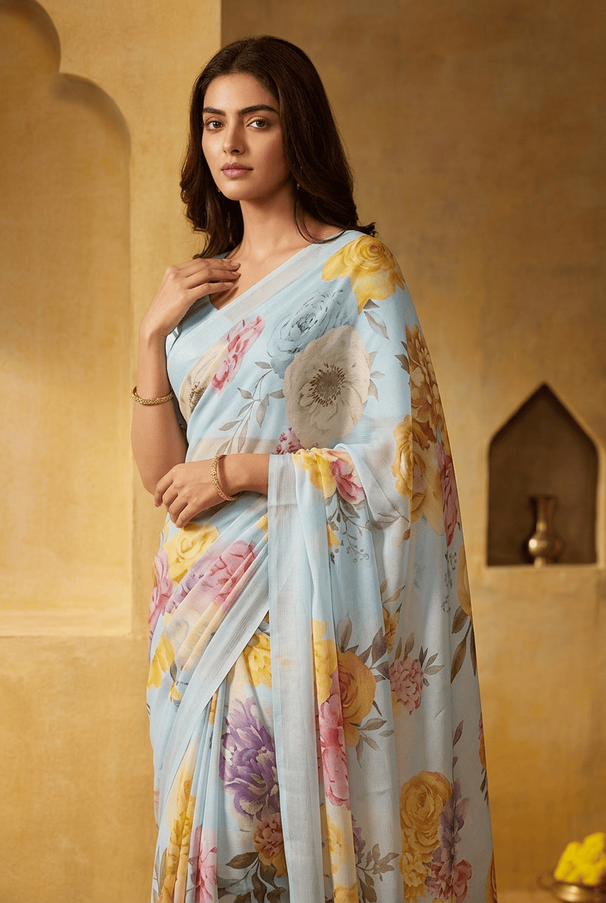 Printed chiffon Saree