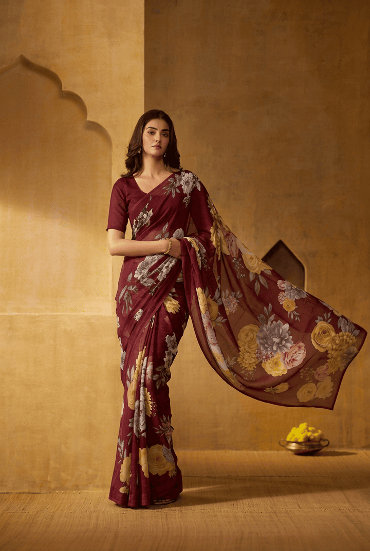 Printed chiffon Saree