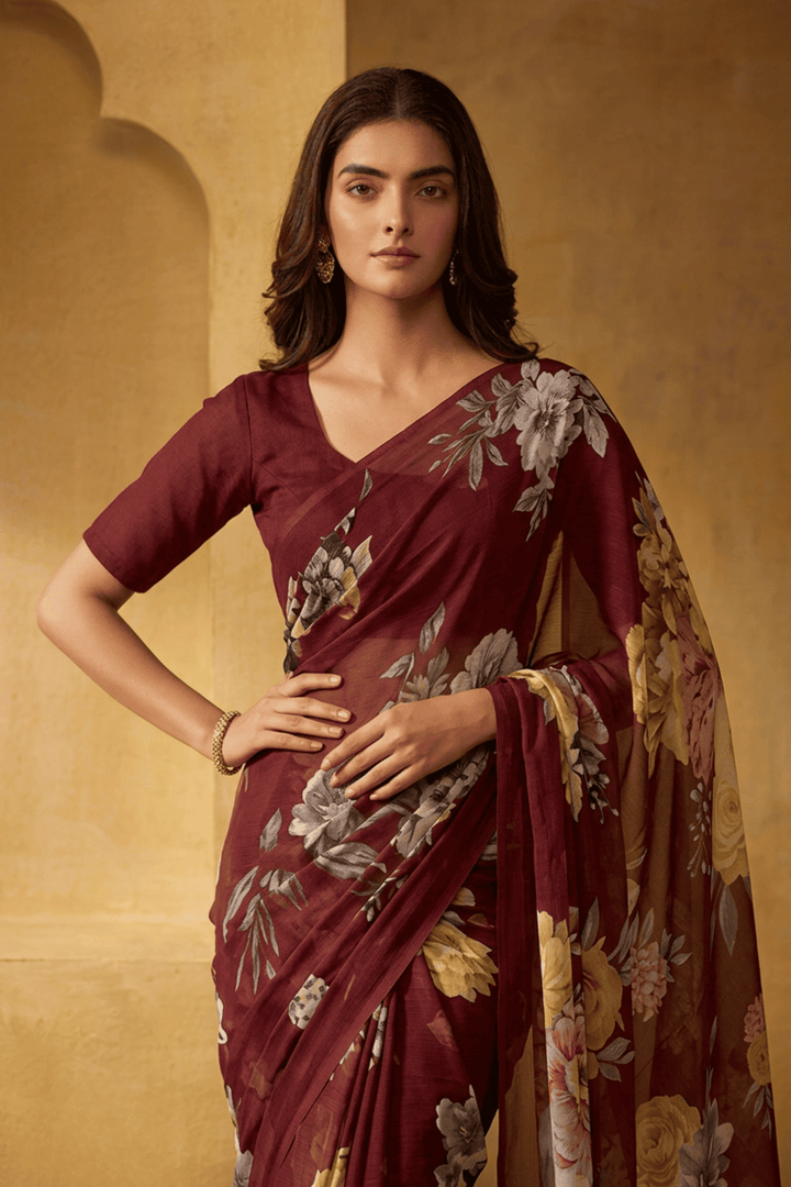 Printed chiffon Saree