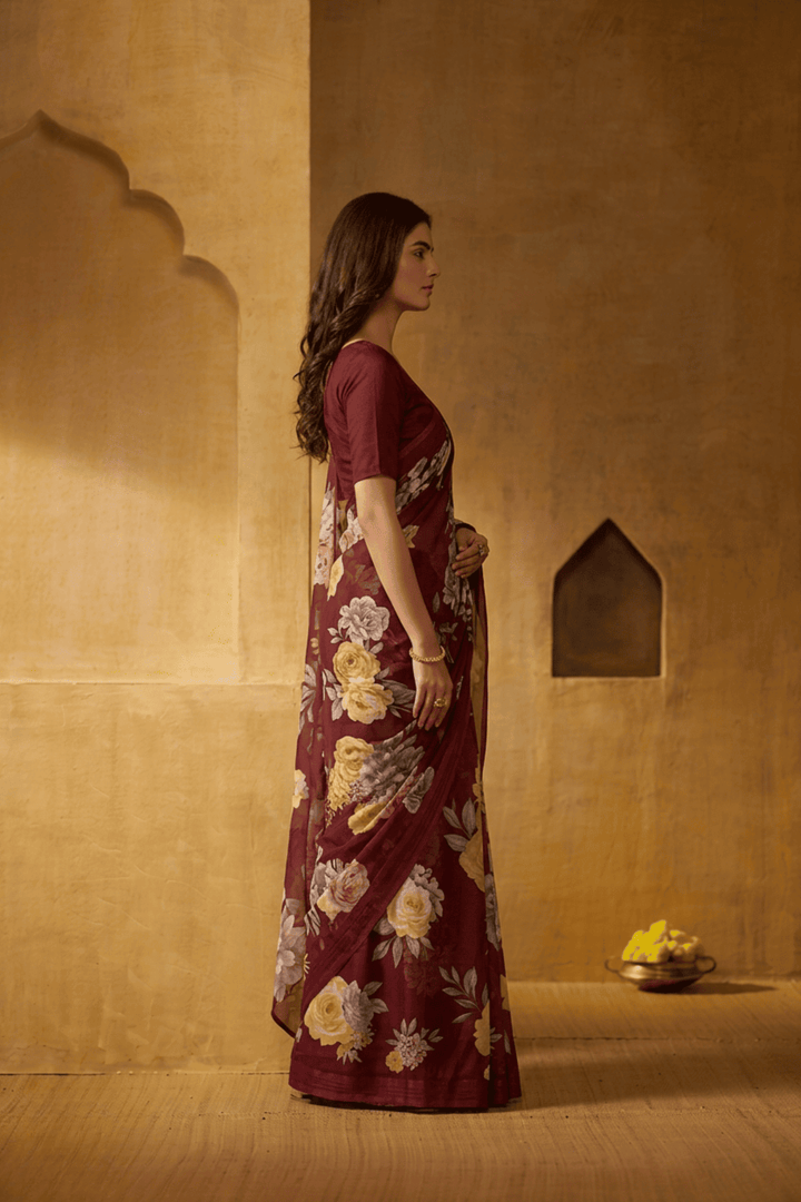 Printed chiffon Saree