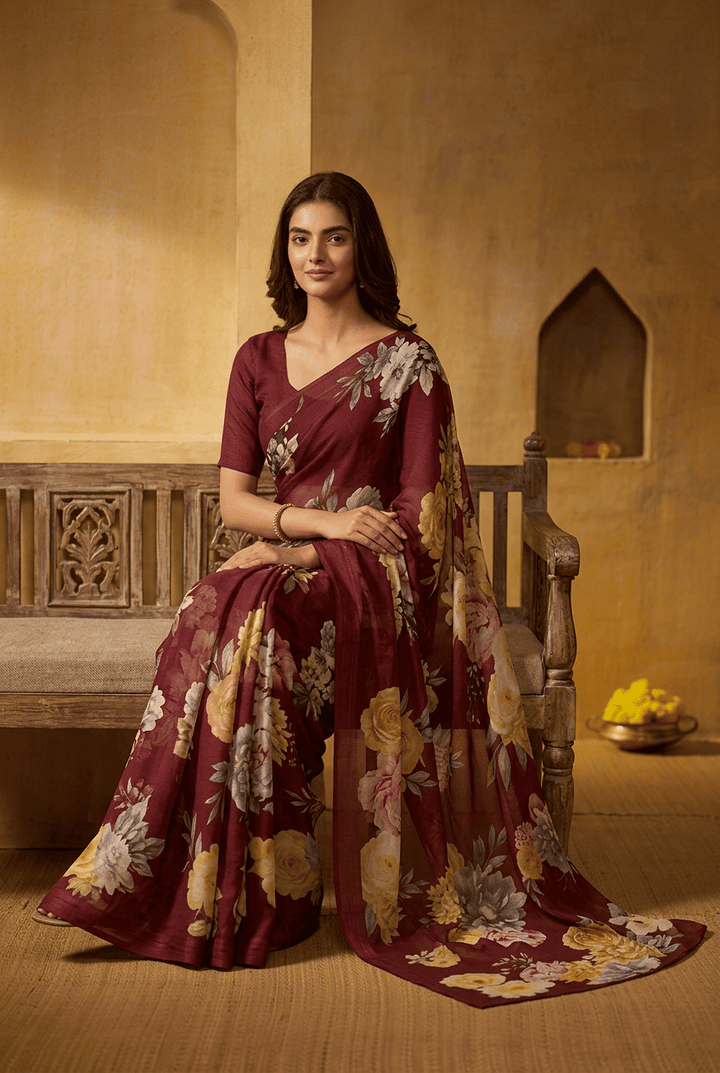 Printed chiffon Saree