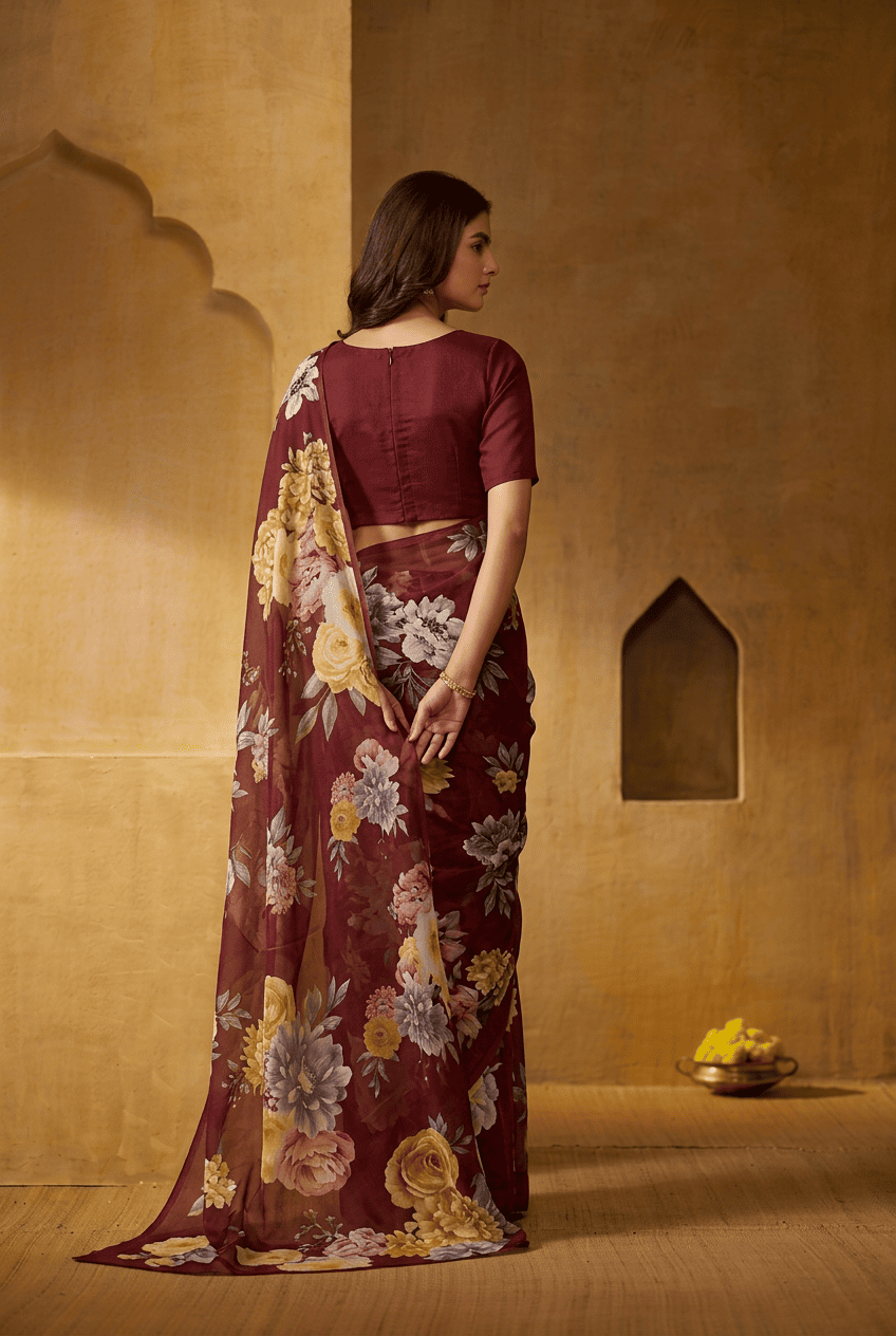 Printed chiffon Saree