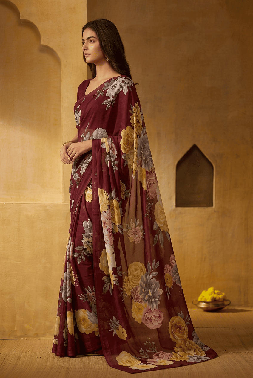 Printed chiffon Saree