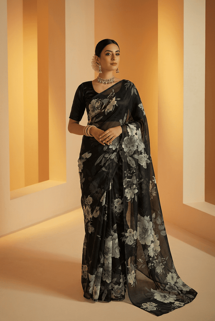 Printed chiffon Saree