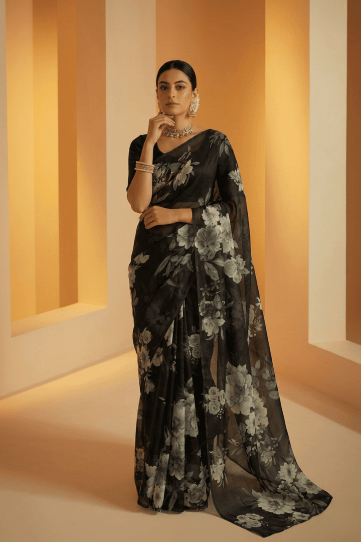 Printed chiffon Saree