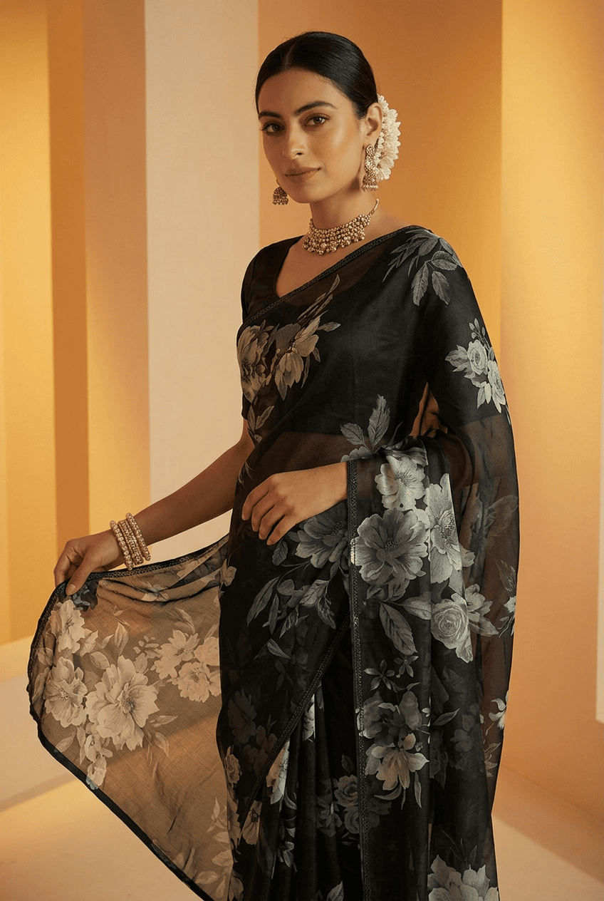 Printed chiffon Saree