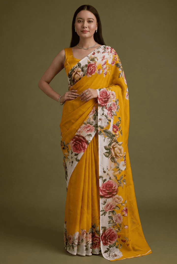 Printed chiffon Saree