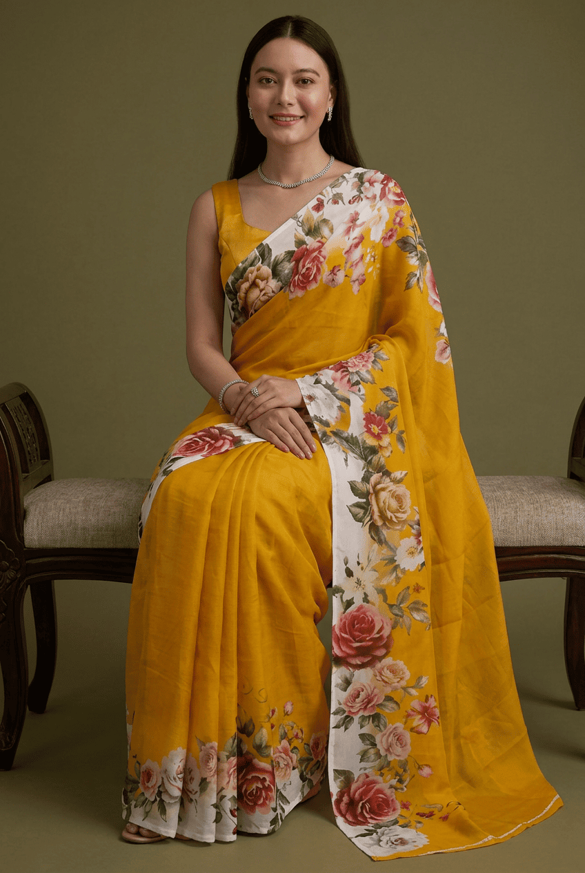 Printed chiffon Saree