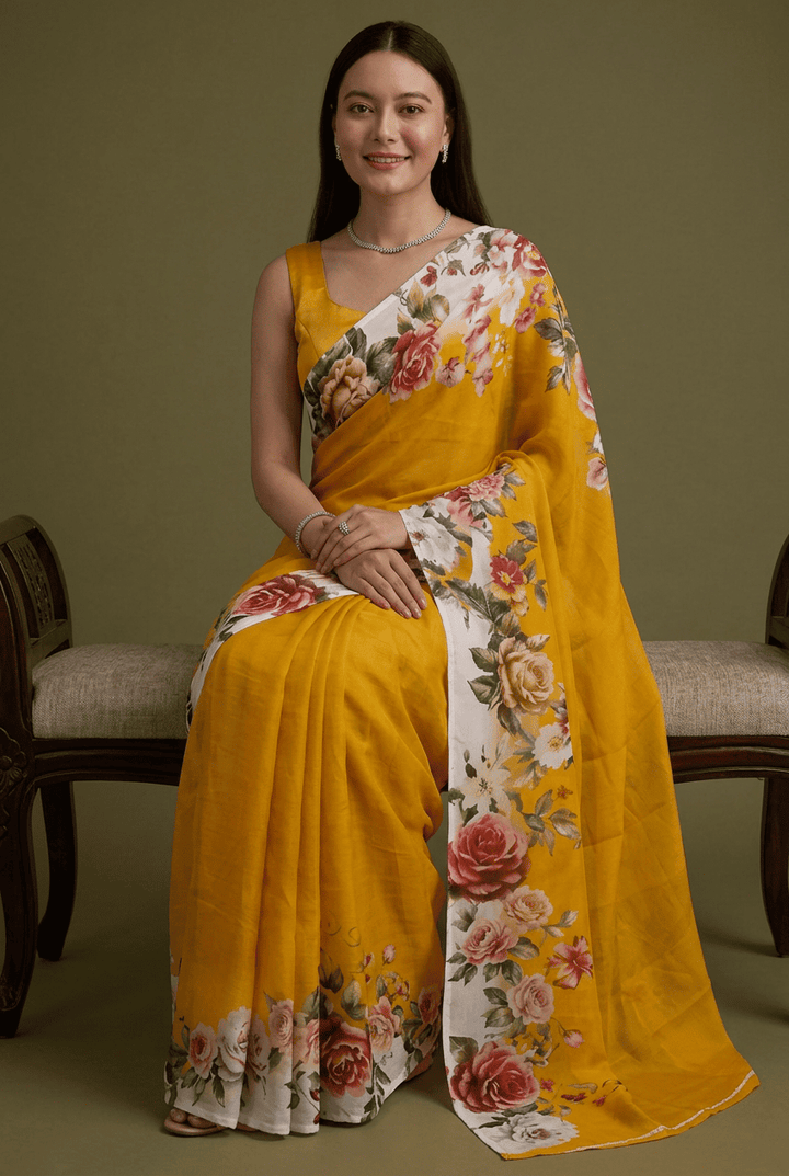 Printed chiffon Saree