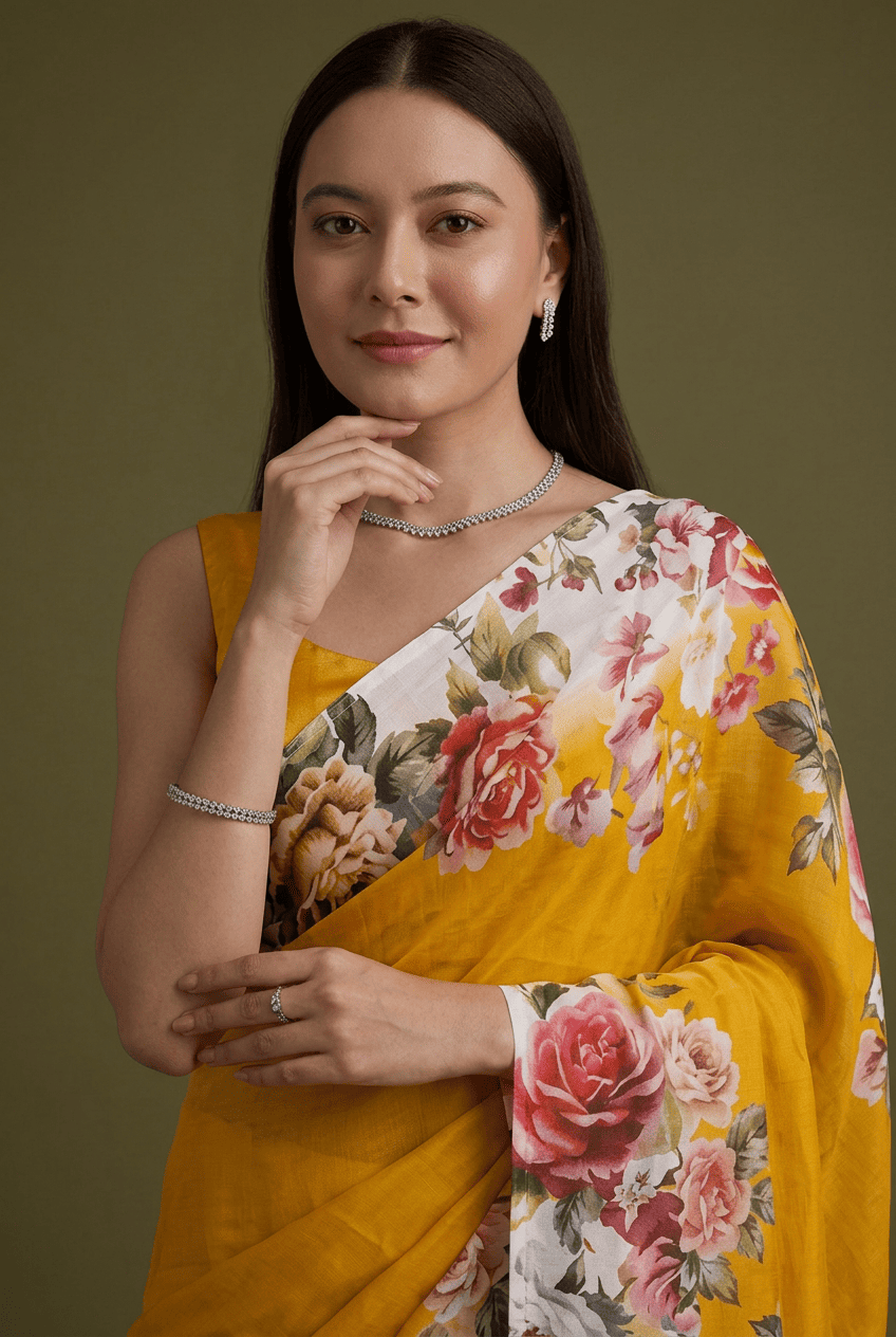 Printed chiffon Saree