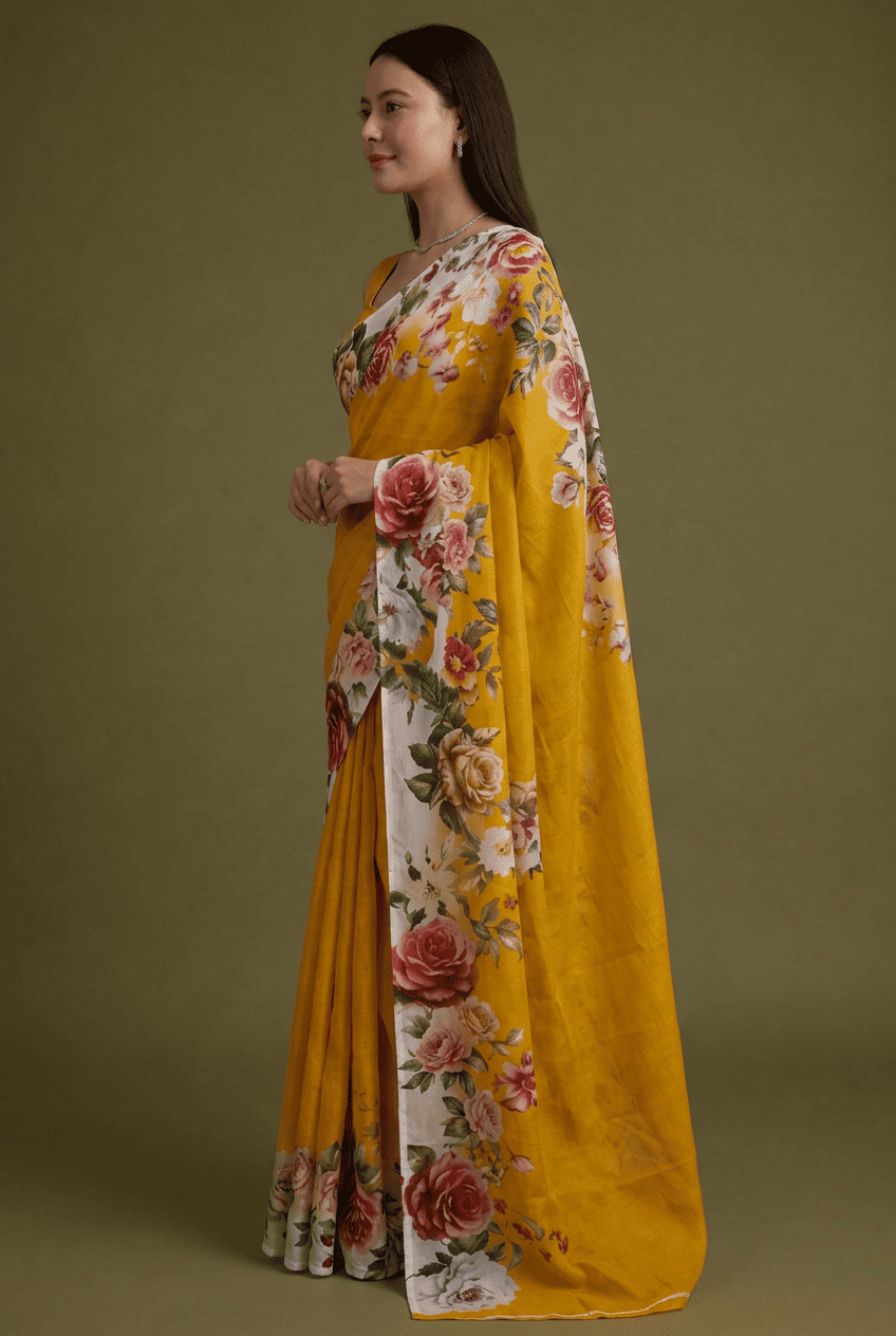 Printed chiffon Saree