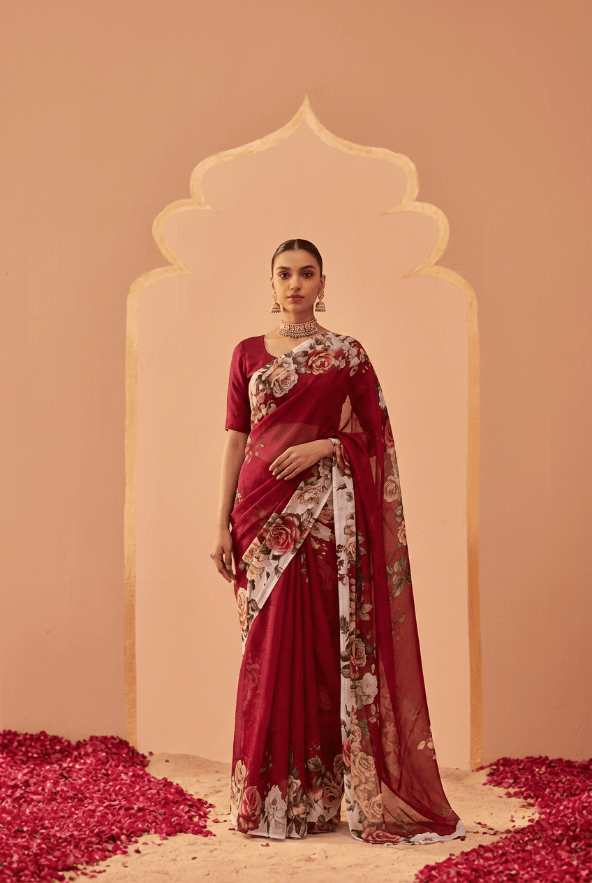 Printed chiffon Saree