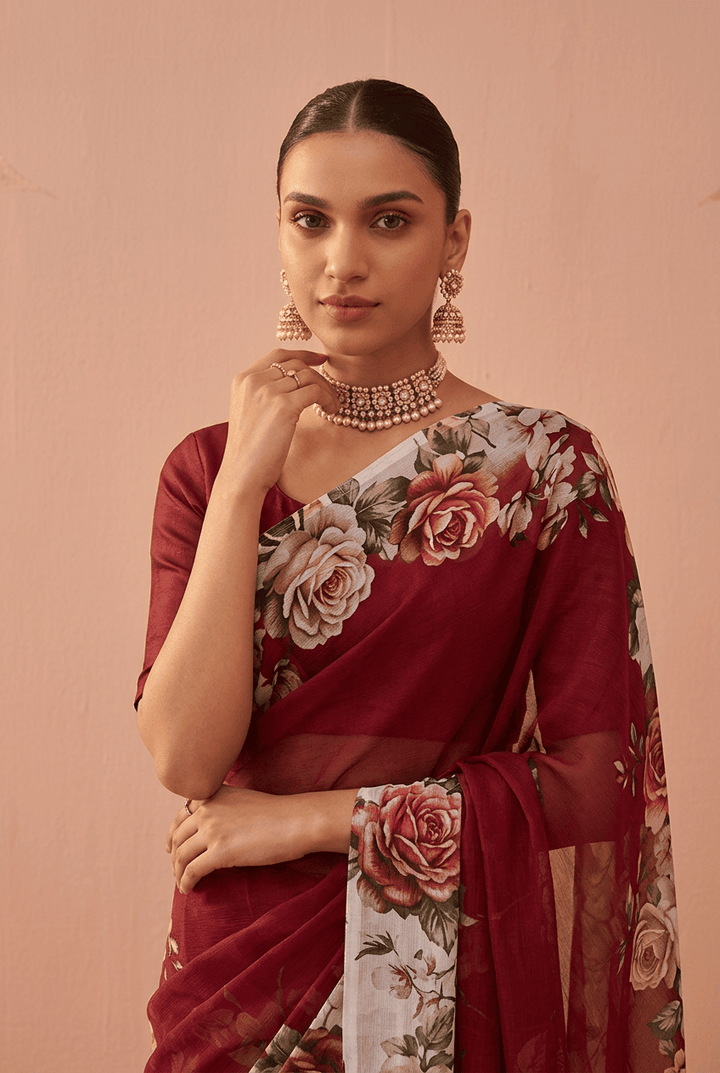 Printed chiffon Saree