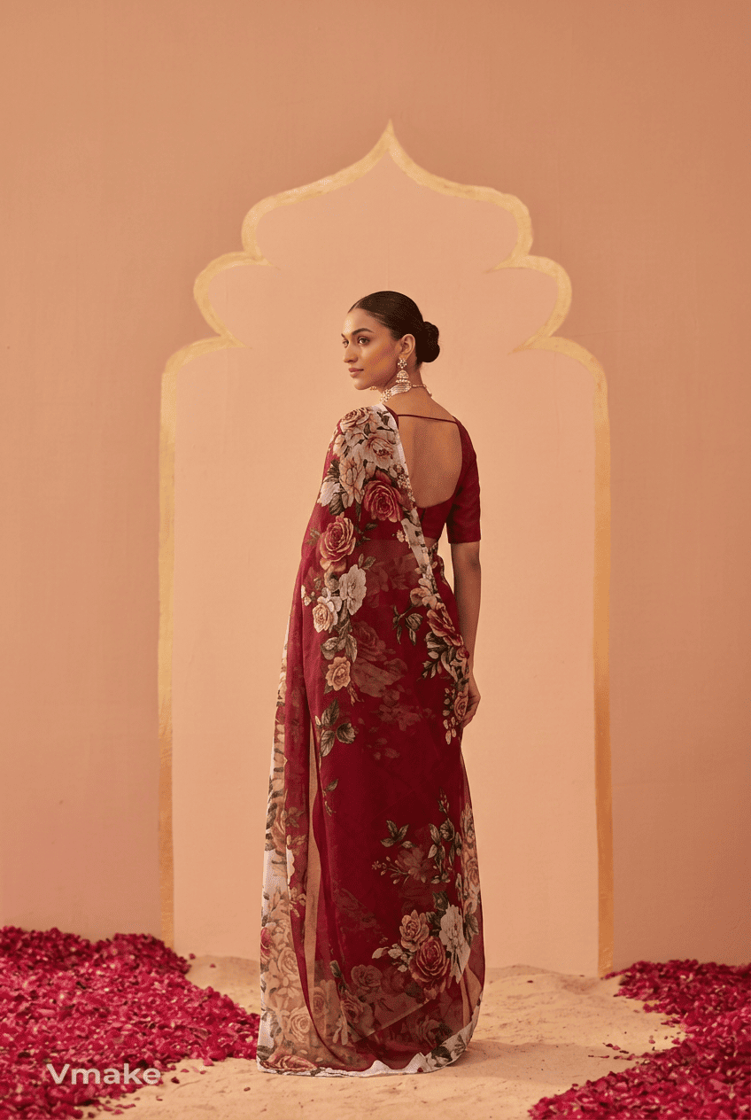 Printed chiffon Saree