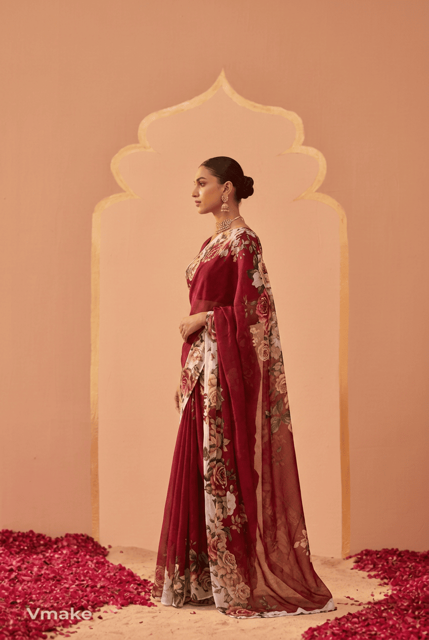 Printed chiffon Saree