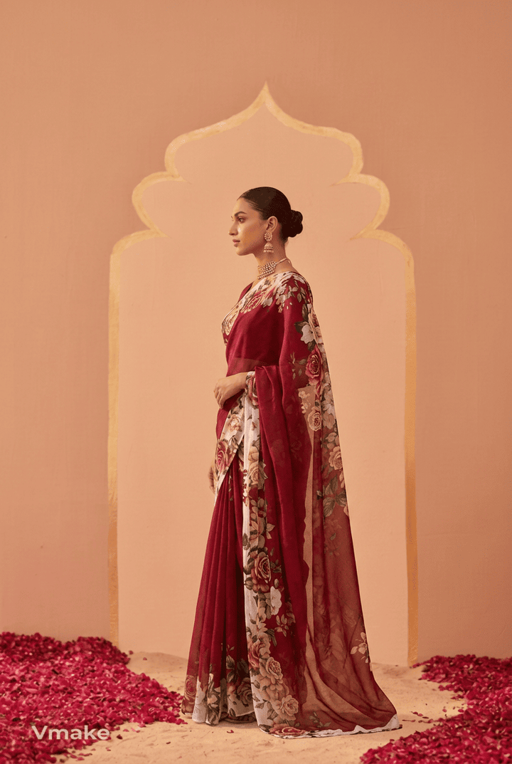 Printed chiffon Saree