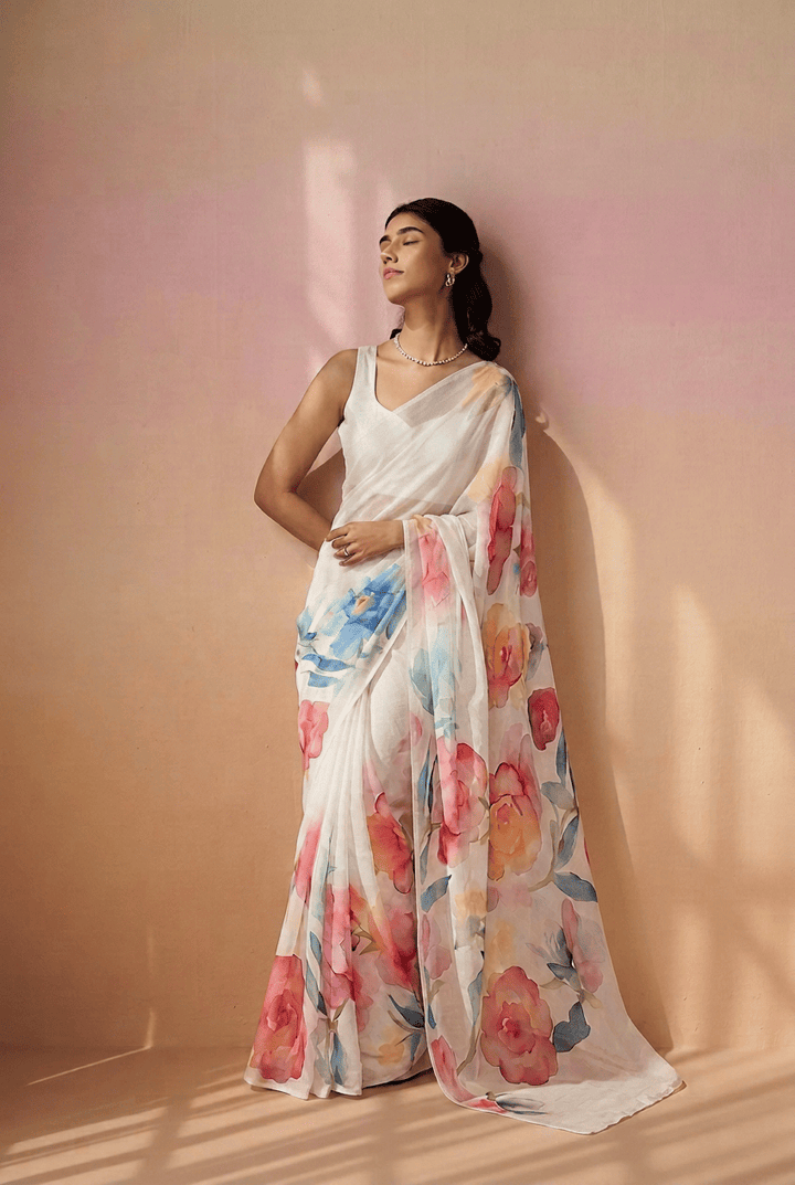 Printed chiffon Saree
