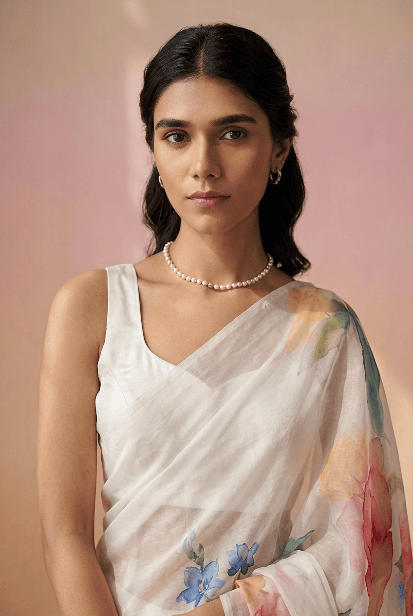 Printed chiffon Saree