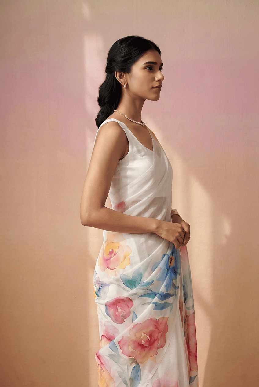 Printed chiffon Saree