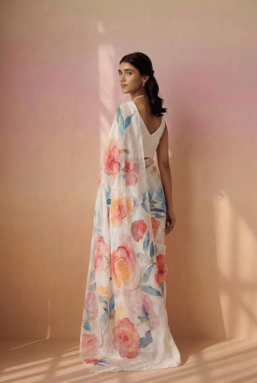 Printed chiffon Saree