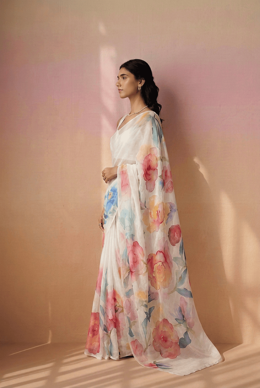 Printed chiffon Saree